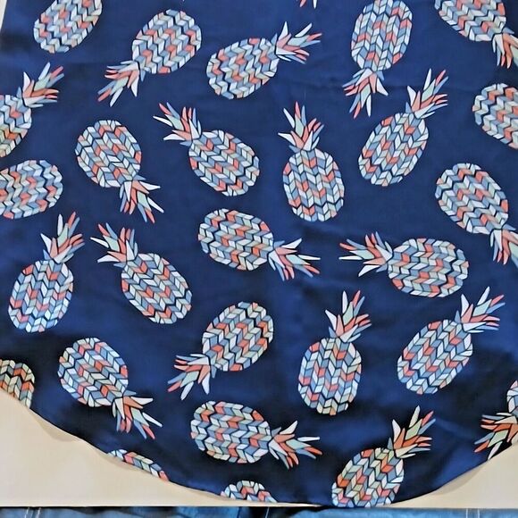 Sleeveless Loft Blouse with Colorful Pineapples. Summer Coastal Chic. - Picture 6 of 6